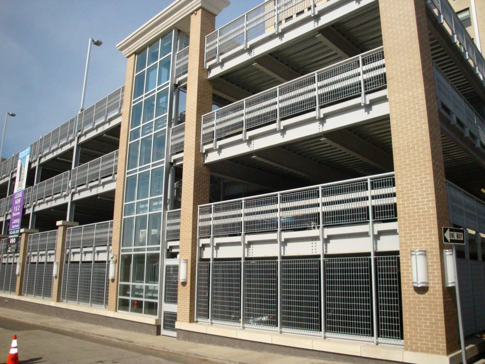 ARCHITECTURAL SECURITY GRILLES METRO DESIGN GALVANIZED AND POWDER COATED GRILLES AT THE BAUM SQUARE PARKING GARAGE IN PITTSBURG, PA. 009